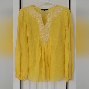 LAFAYETTE 148 Yellow Embroidered Women's Blouse